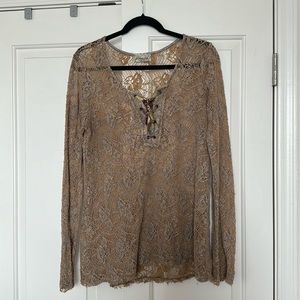 Tan lacy long sleeved shirt size medium